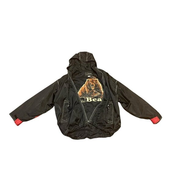 VINTAGE BEAR Windbreaker JACKET Logo MEN'S SIZE Large Black - Picture 9 of 11
